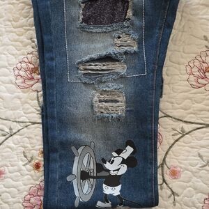 Steamboat Mickey Distressed Skinny Jeans - Blue NWOT